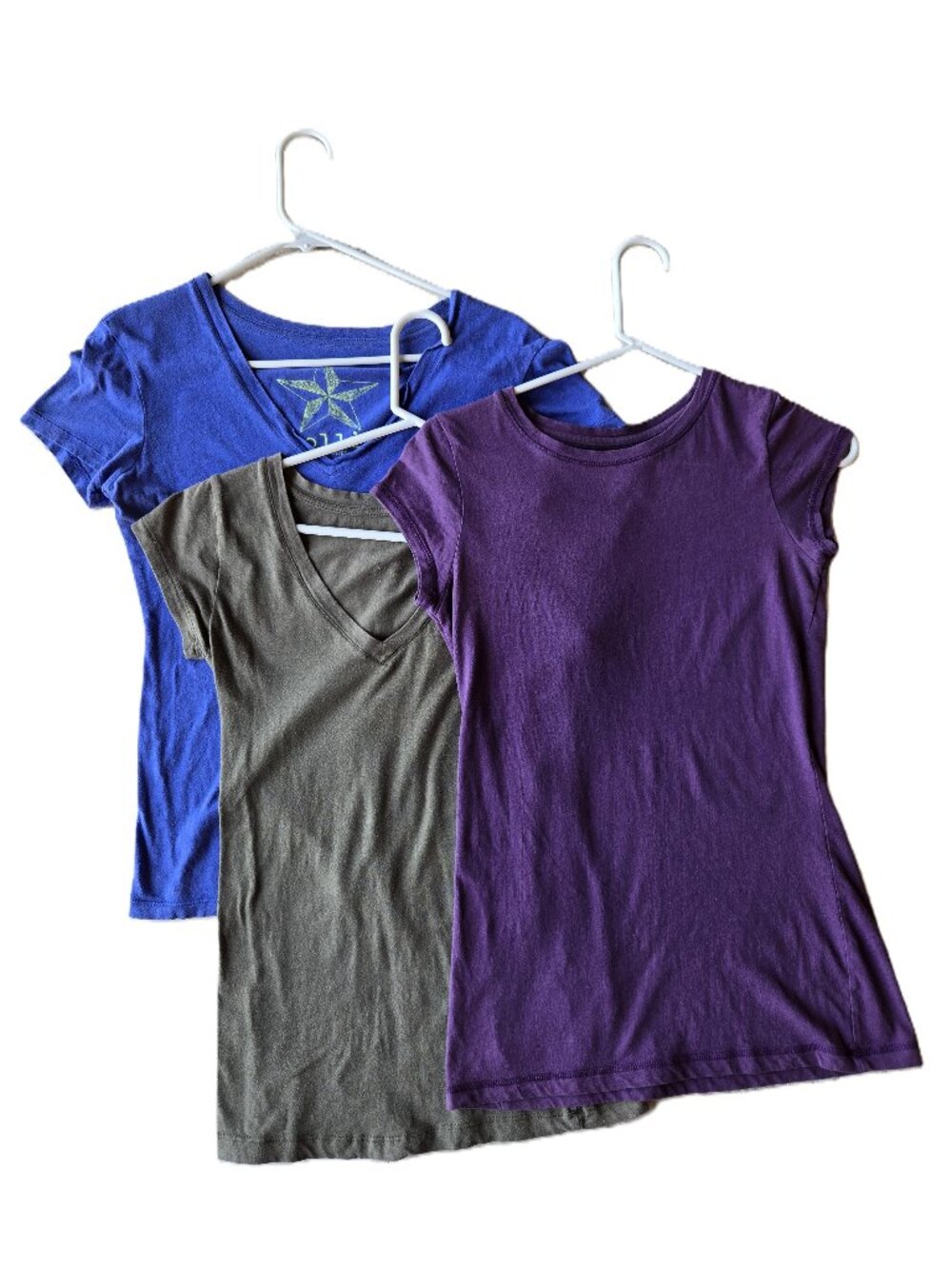 Mossimo, Nollie Bundle 3 100% Cotton Shirts Tops Women S Purple, Green, Sky Blue